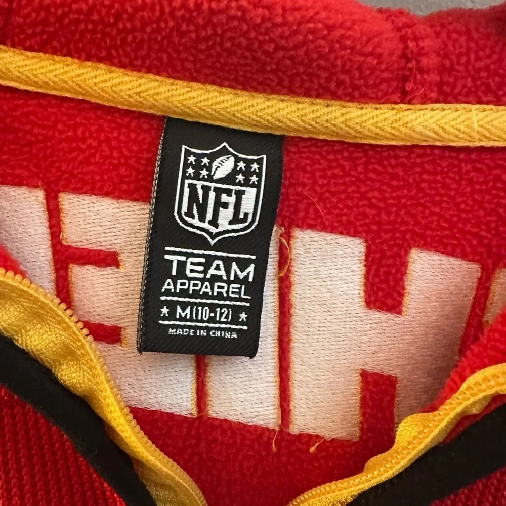 Kansas City Chiefs Hooded Thermal Jacket 3/4 Zipper size medium (10-12) youth